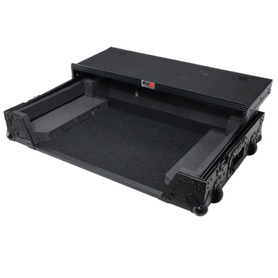 ProX ATA Flight Case For Denon PRIME 4 MK2 DJ Controller with Laptop Shelf 1U Rack Space and Wheels - Black