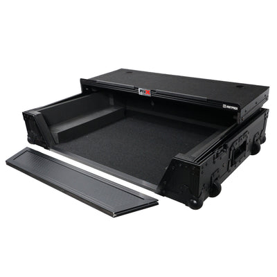 ProX ATA Flight Case For Denon PRIME 4 MK2 DJ Controller with Laptop Shelf 1U Rack Space and Wheels - Black