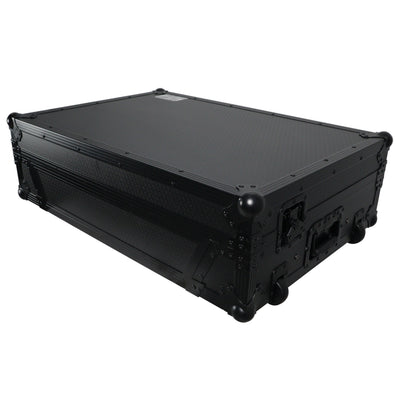 ProX ATA Flight Case For Denon PRIME 4 MK2 DJ Controller with Laptop Shelf 1U Rack Space and Wheels - Black