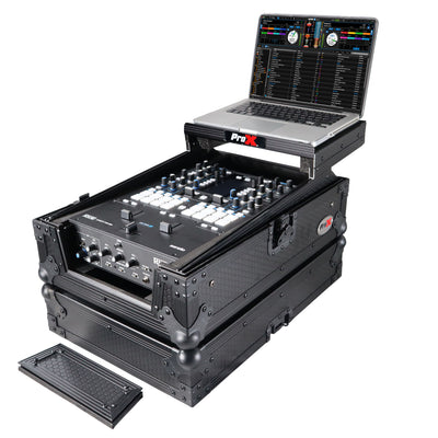 ProX 11" DJ Mixer Road Case W/Laptop Shelf for Rane Seventy-Two 72 and Rane Seventy (Black on Black)