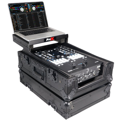 ProX 11" DJ Mixer Road Case W/Laptop Shelf for Rane Seventy-Two 72 and Rane Seventy (Black on Black)