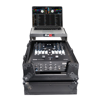 ProX 11" DJ Mixer Road Case W/Laptop Shelf for Rane Seventy-Two 72 and Rane Seventy (Black on Black)