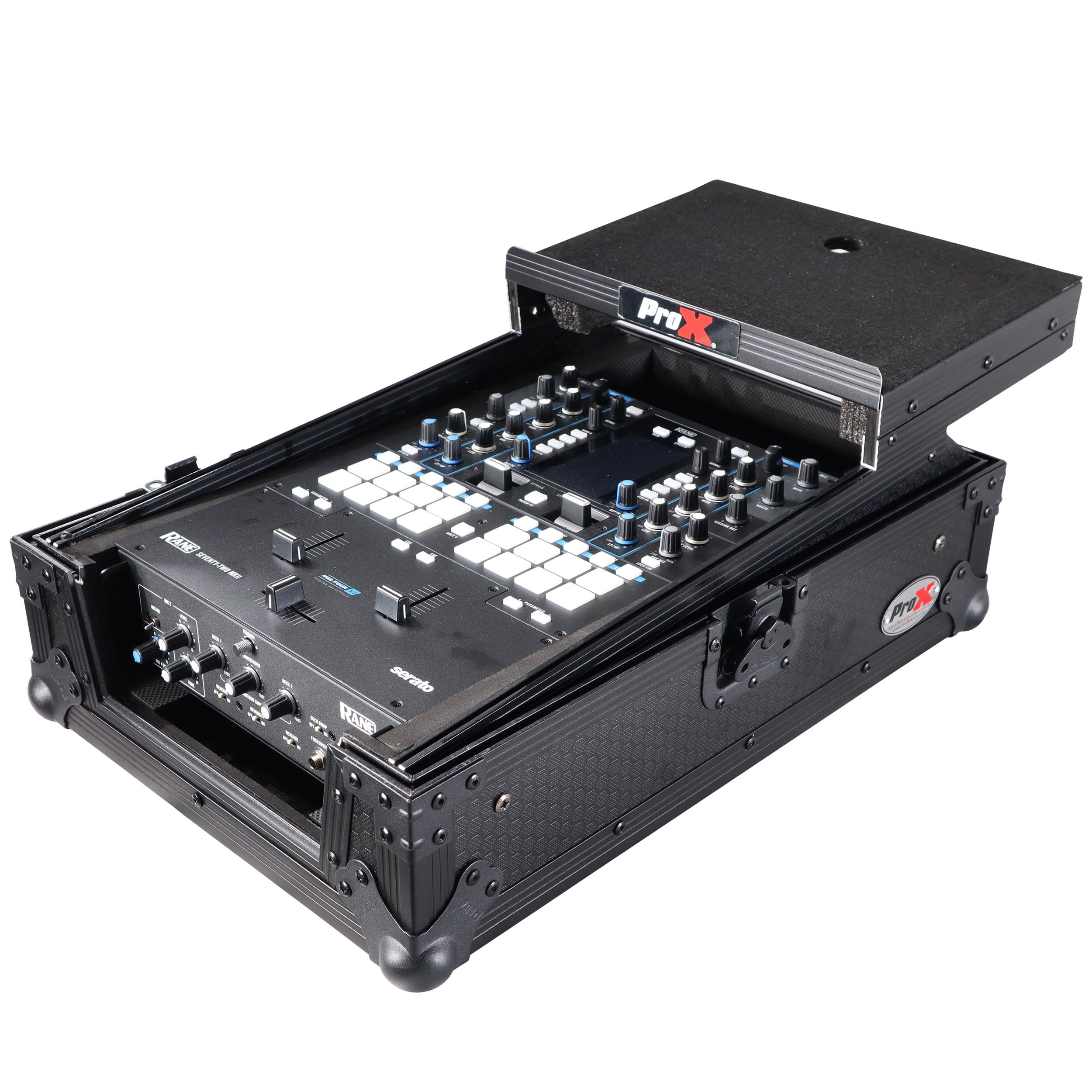 ProX 11" DJ Mixer Road Case W/Laptop Shelf for Rane Seventy-Two 72 and Rane Seventy (Black on Black)