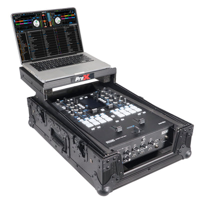 ProX 11" DJ Mixer Road Case W/Laptop Shelf for Rane Seventy-Two 72 and Rane Seventy (Black on Black)