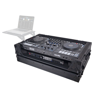 ProX ATA Flight Style Road Case For RANE Four or RANE Performer DJ Controller with 1U Rack Space and Wheels - Black Finish