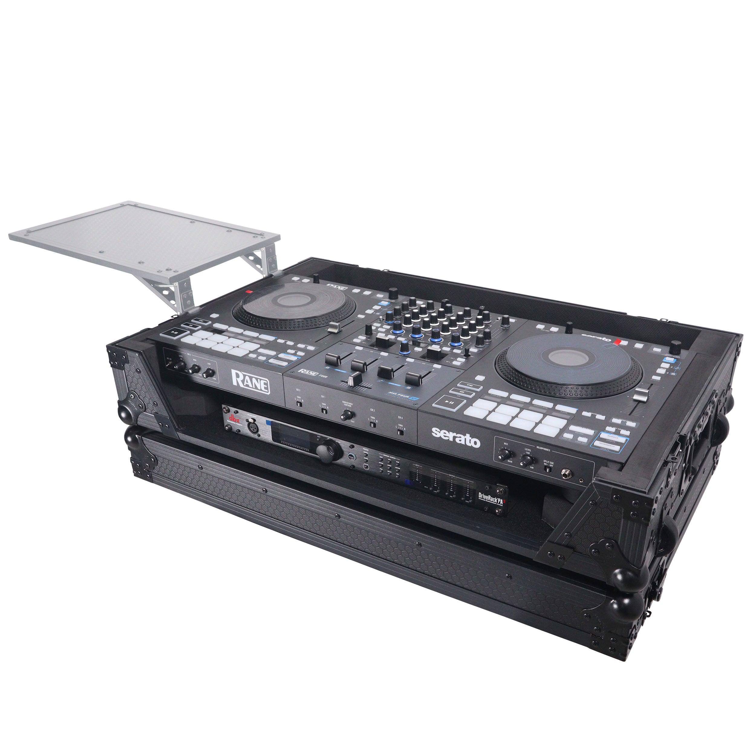 ProX ATA Flight Style Road Case For RANE Four or RANE Performer DJ Controller with 1U Rack Space and Wheels - Black Finish