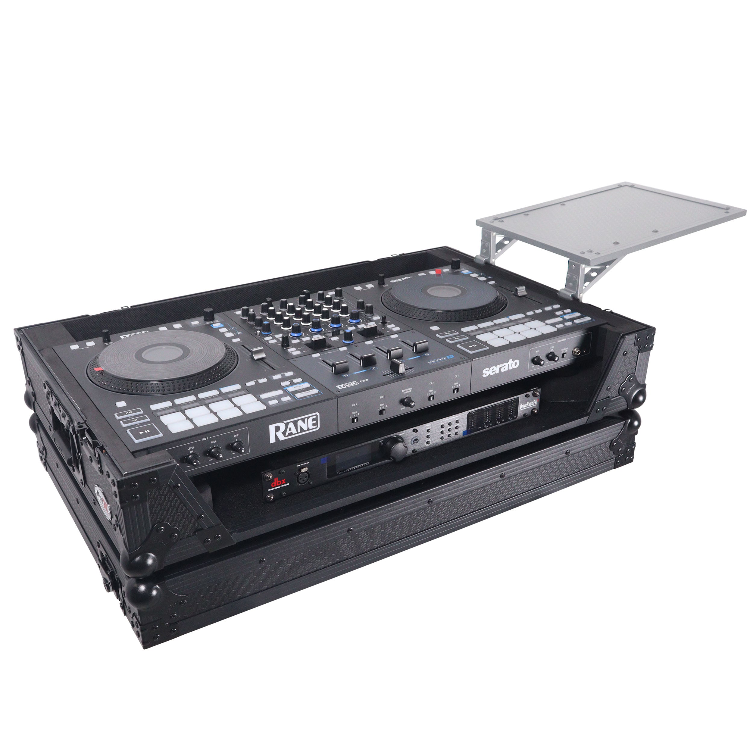 ProX ATA Flight Style Road Case For RANE Four or RANE Performer DJ Controller with 1U Rack Space and Wheels - Black Finish