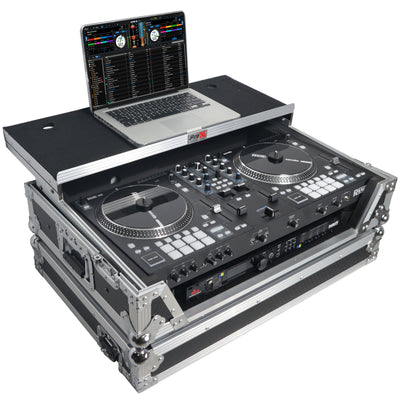 ProX Flight Case For RANE ONE DJ Controller with Sliding Laptop Shelf, 1U Rack, and Wheels