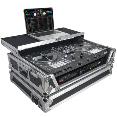 ProX Flight Case For RANE ONE DJ Controller with Sliding Laptop Shelf, 1U Rack, and Wheels