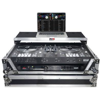 ProX Flight Case For RANE ONE DJ Controller with Sliding Laptop Shelf, 1U Rack, and Wheels
