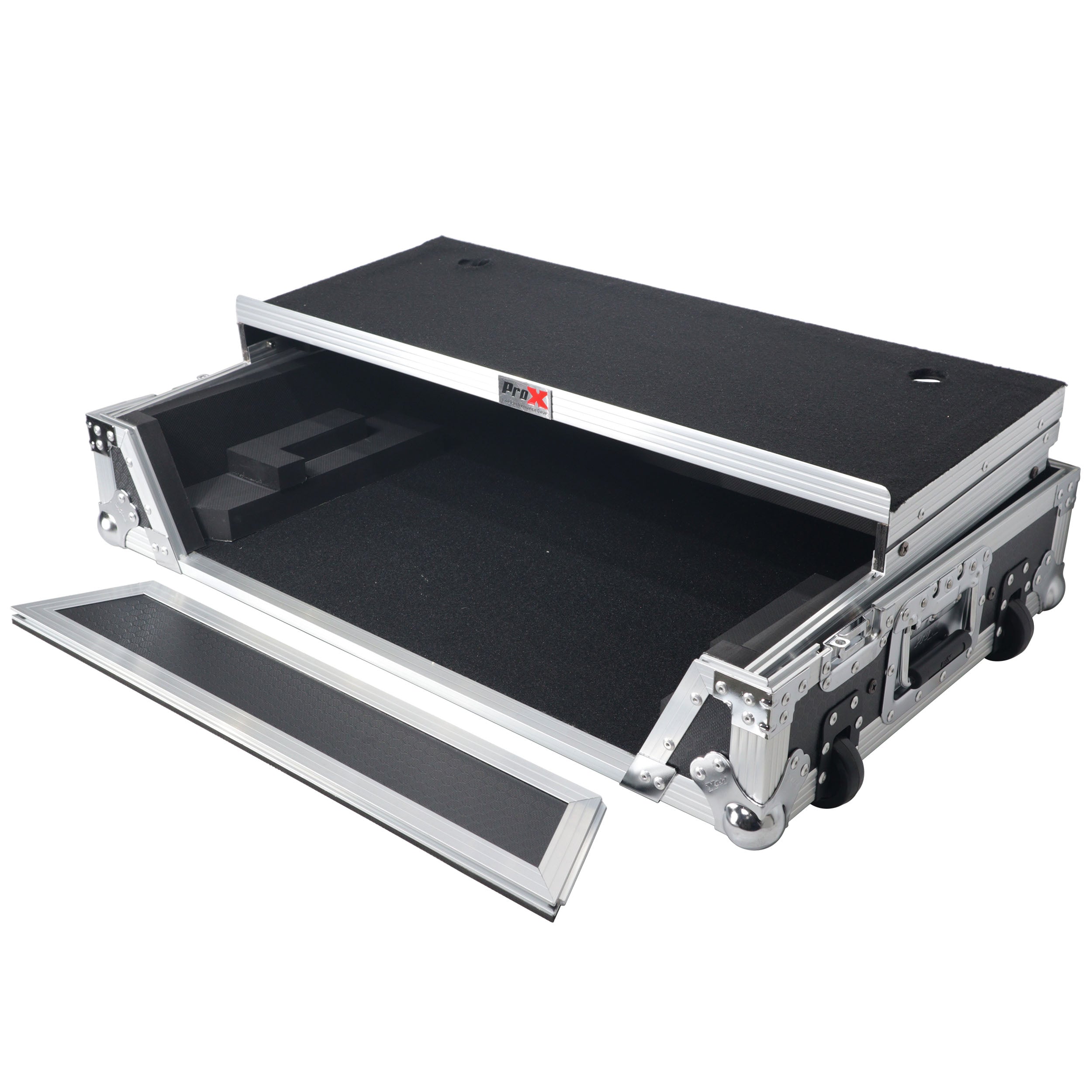 ProX Flight Case For RANE ONE DJ Controller with Sliding Laptop Shelf, 1U Rack, and Wheels