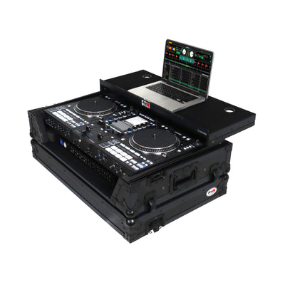 ProX Flight Case For RANE SYSTEM ONE Dj Controller Sliding Laptop Shelf & Wheels Black on Black LED Kit 1U