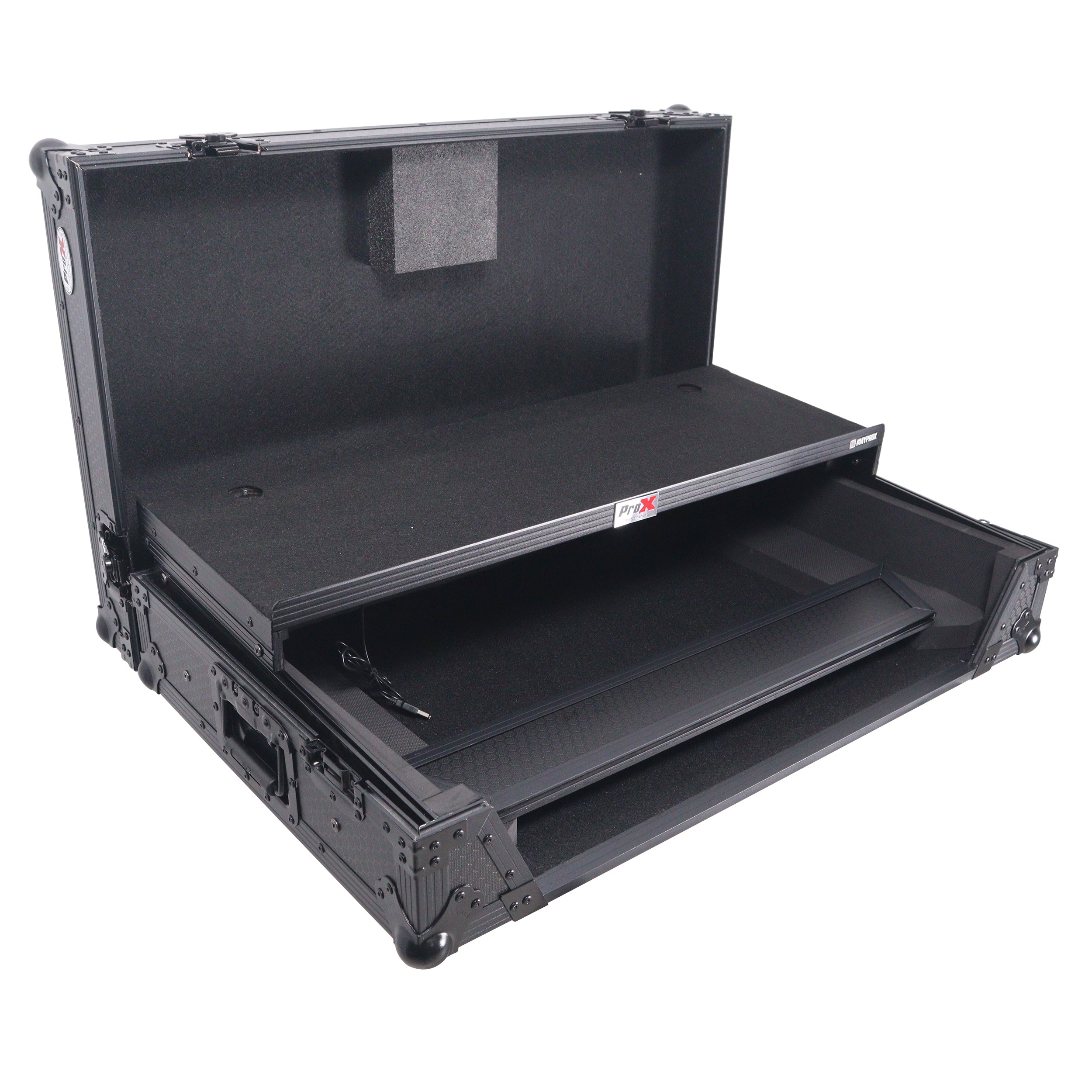 ProX Flight Case For RANE SYSTEM ONE Dj Controller Sliding Laptop Shelf & Wheels Black on Black LED Kit 1U