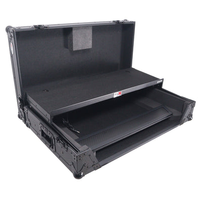 ProX Flight Case For RANE SYSTEM ONE Dj Controller Sliding Laptop Shelf & Wheels Black on Black LED Kit 1U