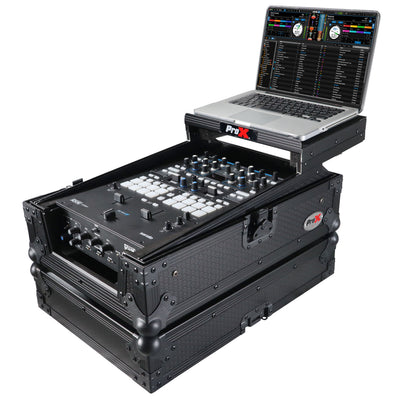 ProX 11" DJ Mixer Road Case W/Laptop Shelf for Rane Seventy-Two 72 and Rane Seventy (Black on Black)
