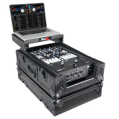 ProX 11" DJ Mixer Road Case W/Laptop Shelf for Rane Seventy-Two 72 and Rane Seventy (Black on Black)