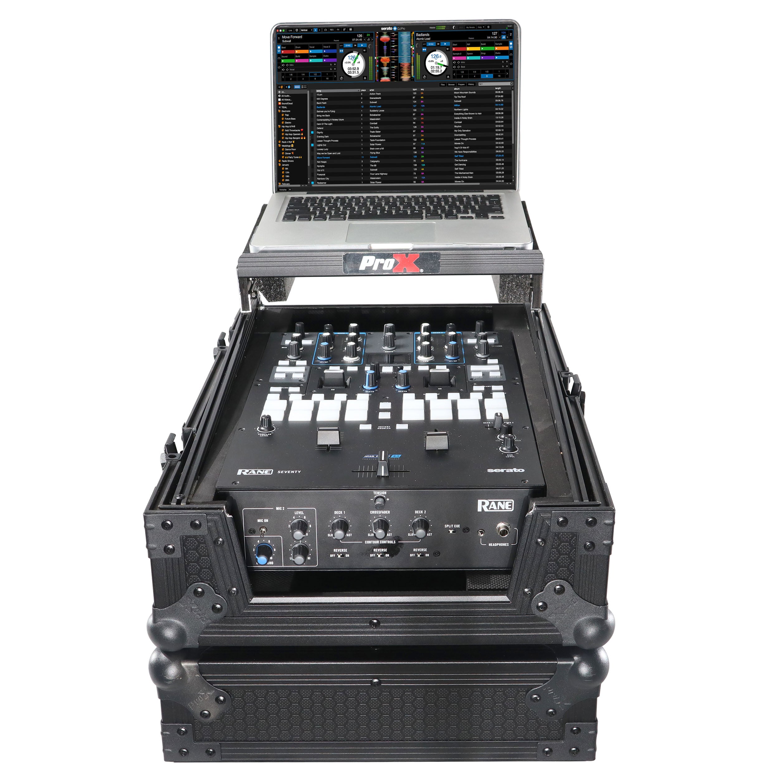 ProX 11" DJ Mixer Road Case W/Laptop Shelf for Rane Seventy-Two 72 and Rane Seventy (Black on Black)