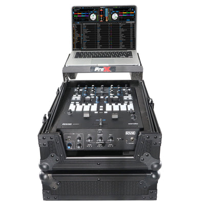 ProX 11" DJ Mixer Road Case W/Laptop Shelf for Rane Seventy-Two 72 and Rane Seventy (Black on Black)