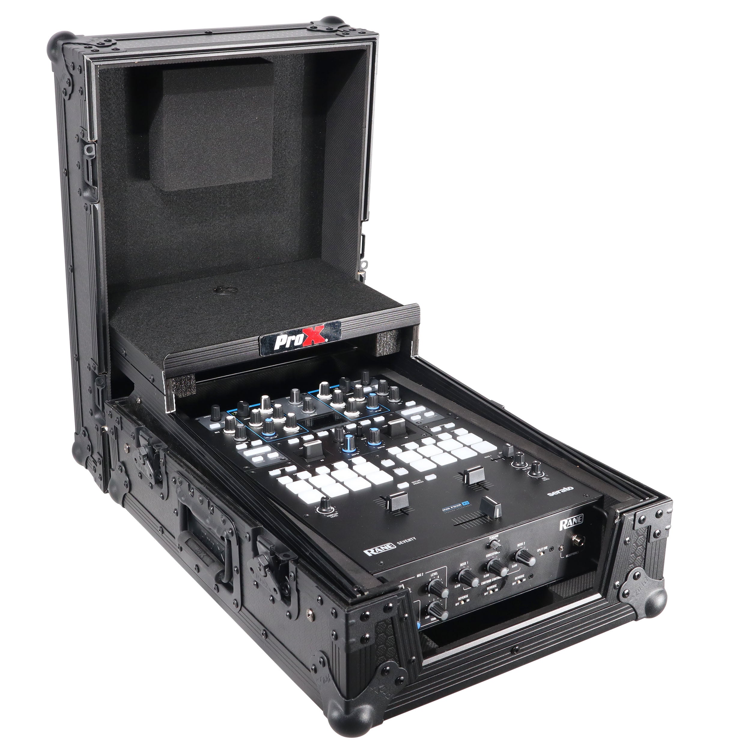 ProX 11" DJ Mixer Road Case W/Laptop Shelf for Rane Seventy-Two 72 and Rane Seventy (Black on Black)