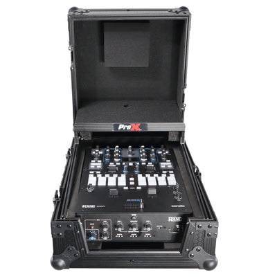 ProX 11" DJ Mixer Road Case W/Laptop Shelf for Rane Seventy-Two 72 and Rane Seventy (Black on Black)