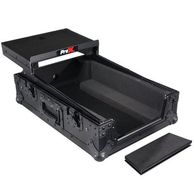 ProX 11" DJ Mixer Road Case W/Laptop Shelf for Rane Seventy-Two 72 and Rane Seventy (Black on Black)