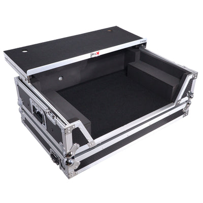ProX Flight Style Road Case For Pioneer DDJ-FLX10 or DDJ-GRV6 DJ Controller with Laptop Shelf 2U Rack Space Wheels