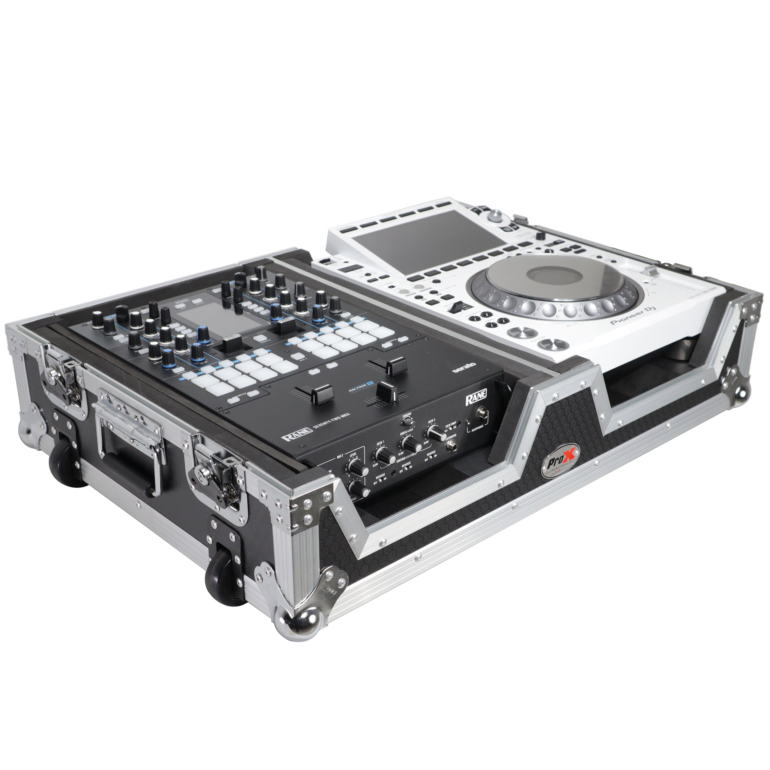ProX Single CD Player & 12" Mixer Case W/Low Profile Wheels and Retractable Handle