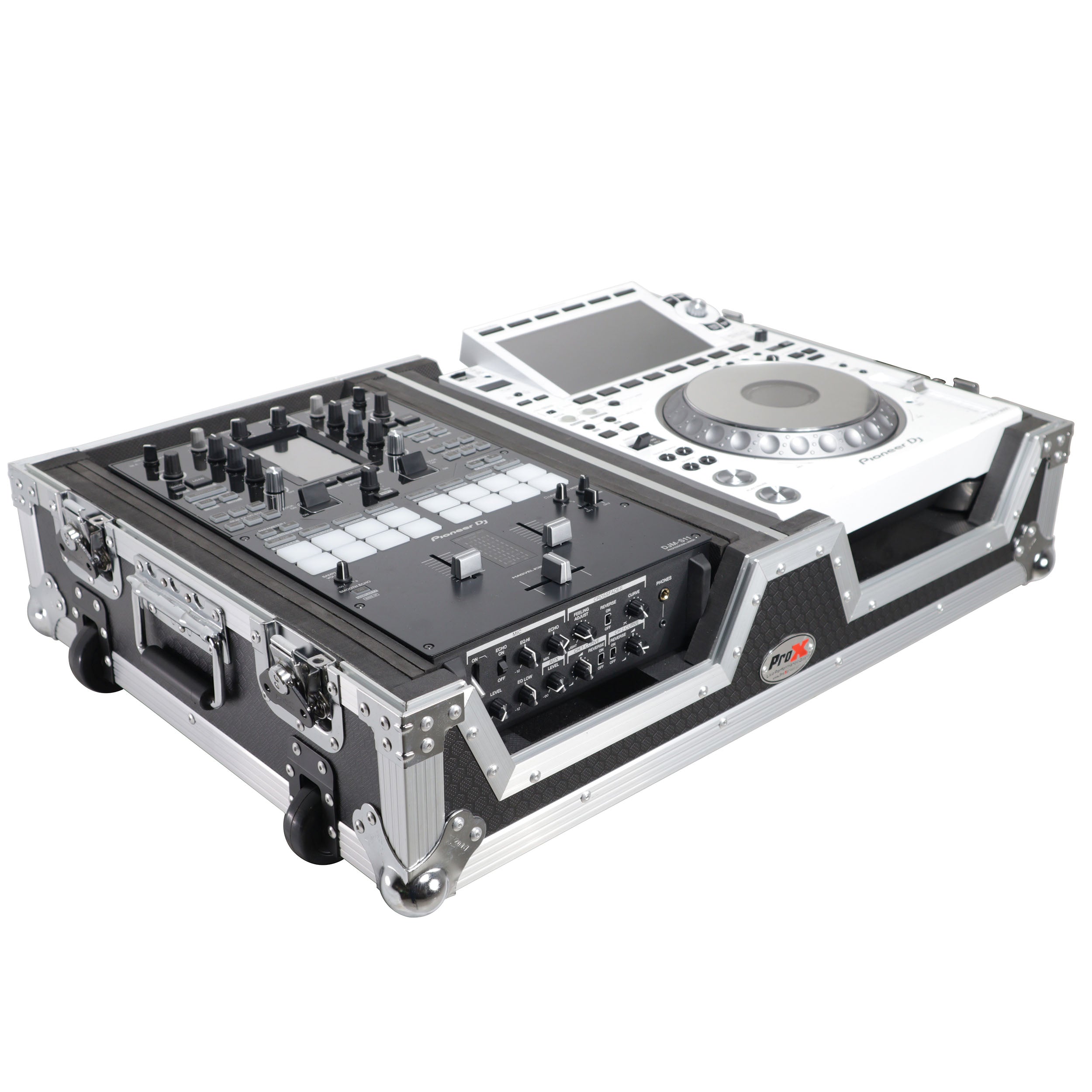ProX Single CD Player & 12" Mixer Case W/Low Profile Wheels and Retractable Handle