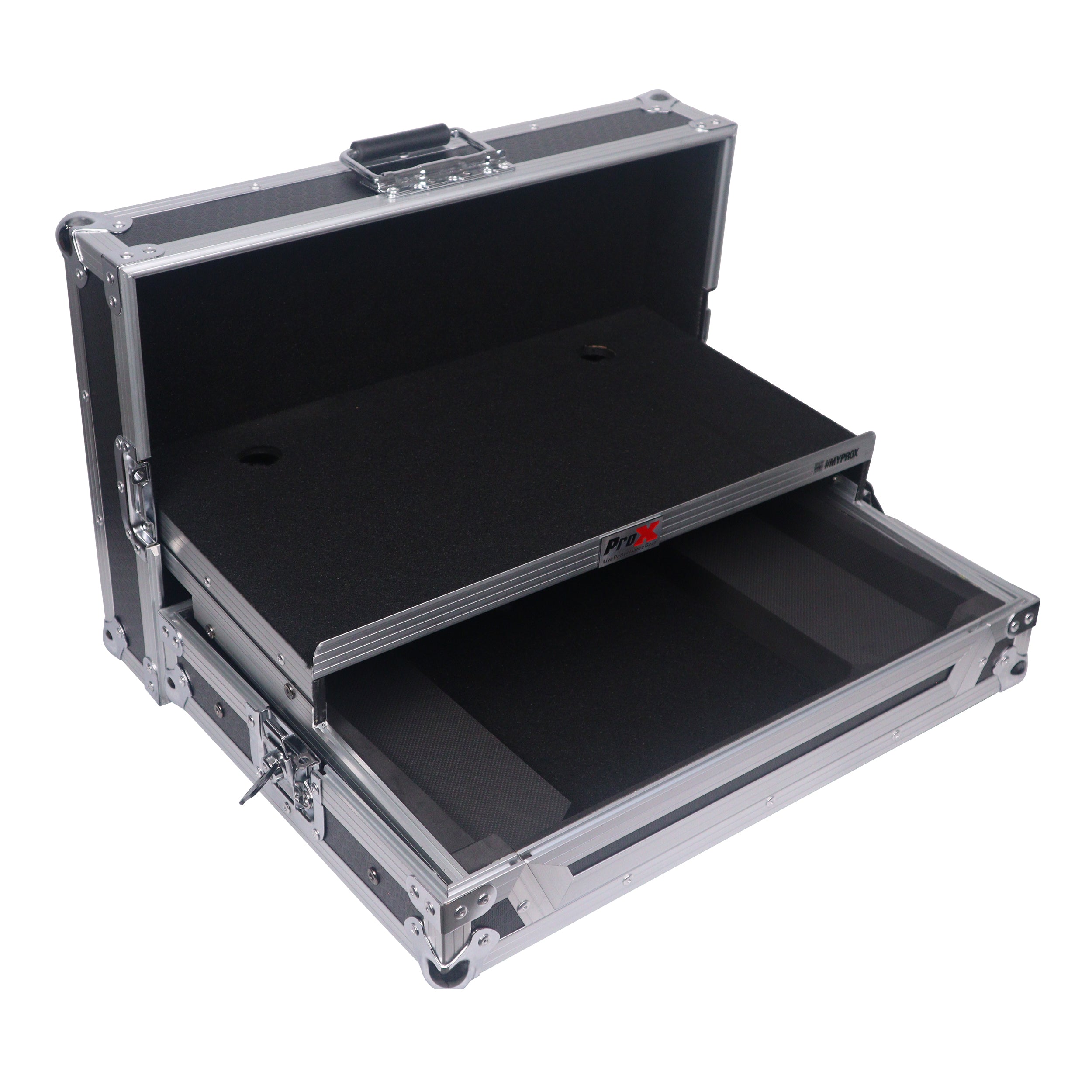 ProX ATA Flight Style Road Case For Denon SC Live 4 Controller with Laptop Shelf 1U Rack Space