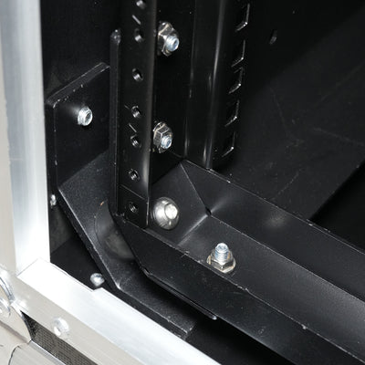 ProX 16U Shockmount Slam Door Rack Flight Case with Integrated Console Compartment, Sliding Doors and Casters for AV Production