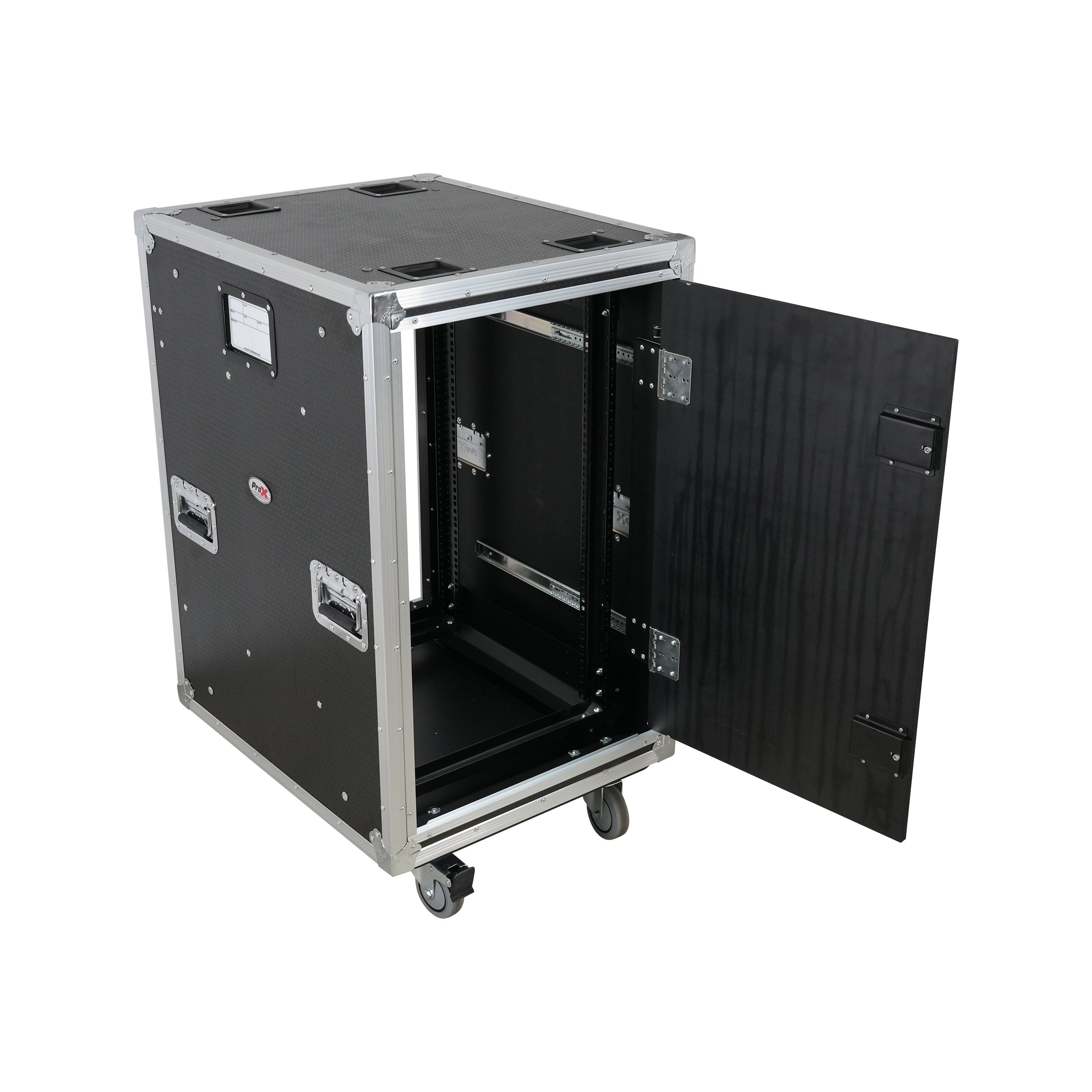 ProX 18U 20" Deep Vertical Rack to Rack Shock Mount Case with 2 Sliding Slam Doors & 4" Caster Wheels