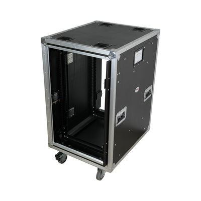 ProX 18U 20" Deep Vertical Rack to Rack Shock Mount Case with 2 Sliding Slam Doors & 4" Caster Wheels