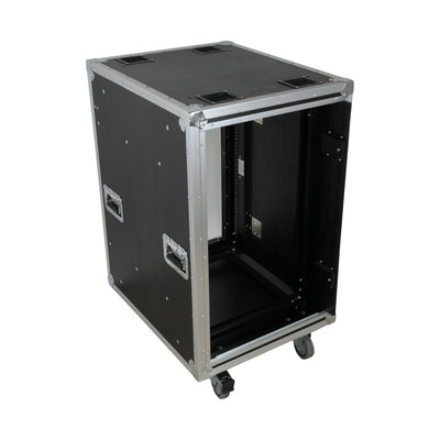 ProX 18U 20" Deep Vertical Rack to Rack Shock Mount Case with 2 Sliding Slam Doors & 4" Caster Wheels