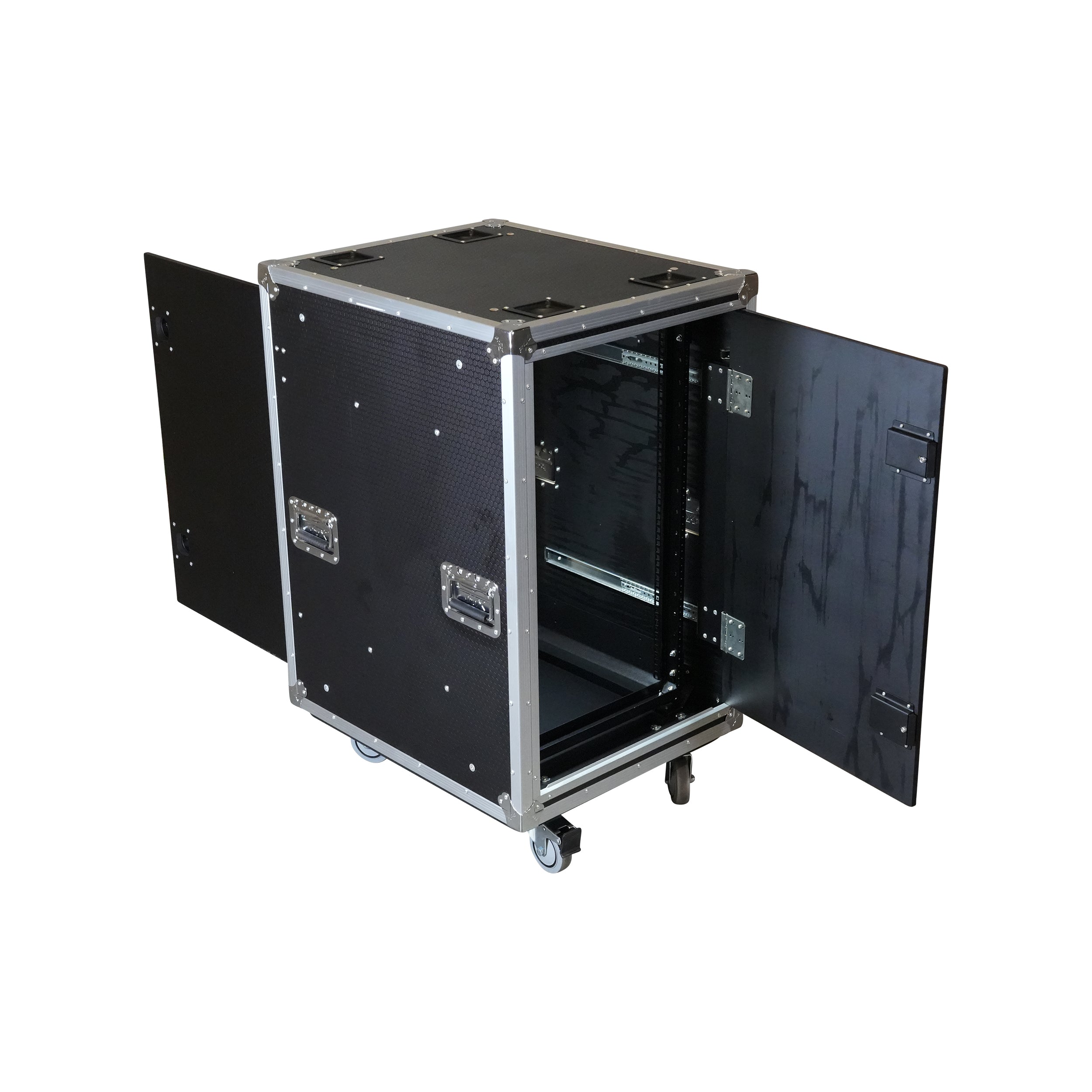 ProX 18U 20" Deep Vertical Rack to Rack Shock Mount Case with 2 Sliding Slam Doors & 4" Caster Wheels
