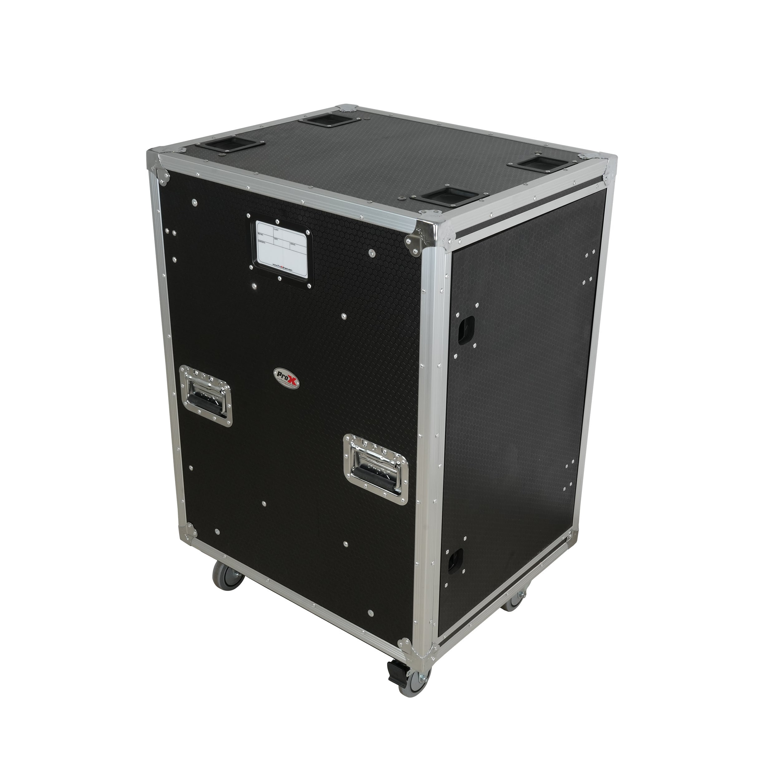 ProX 18U 20" Deep Vertical Rack to Rack Shock Mount Case with 2 Sliding Slam Doors & 4" Caster Wheels