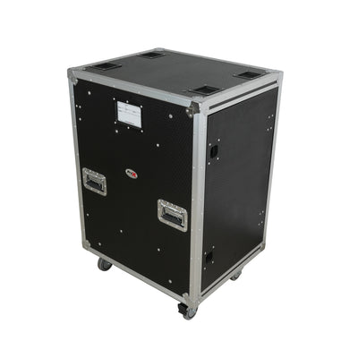ProX 18U 20" Deep Vertical Rack to Rack Shock Mount Case with 2 Sliding Slam Doors & 4" Caster Wheels