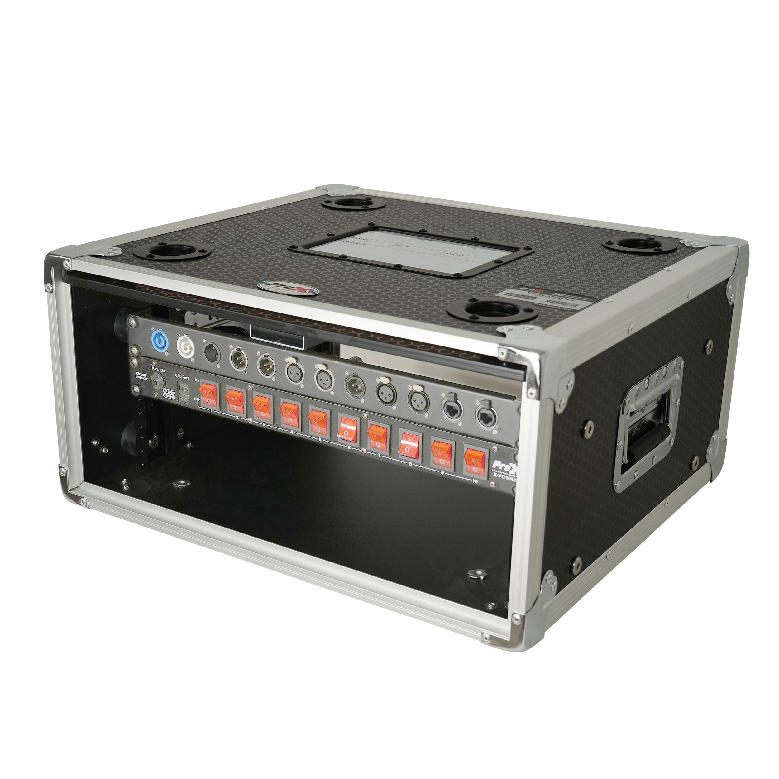 ProX 4U Vertical Shockmount Rack Case 14" Depth with Dual Top Sliding Slam Doors