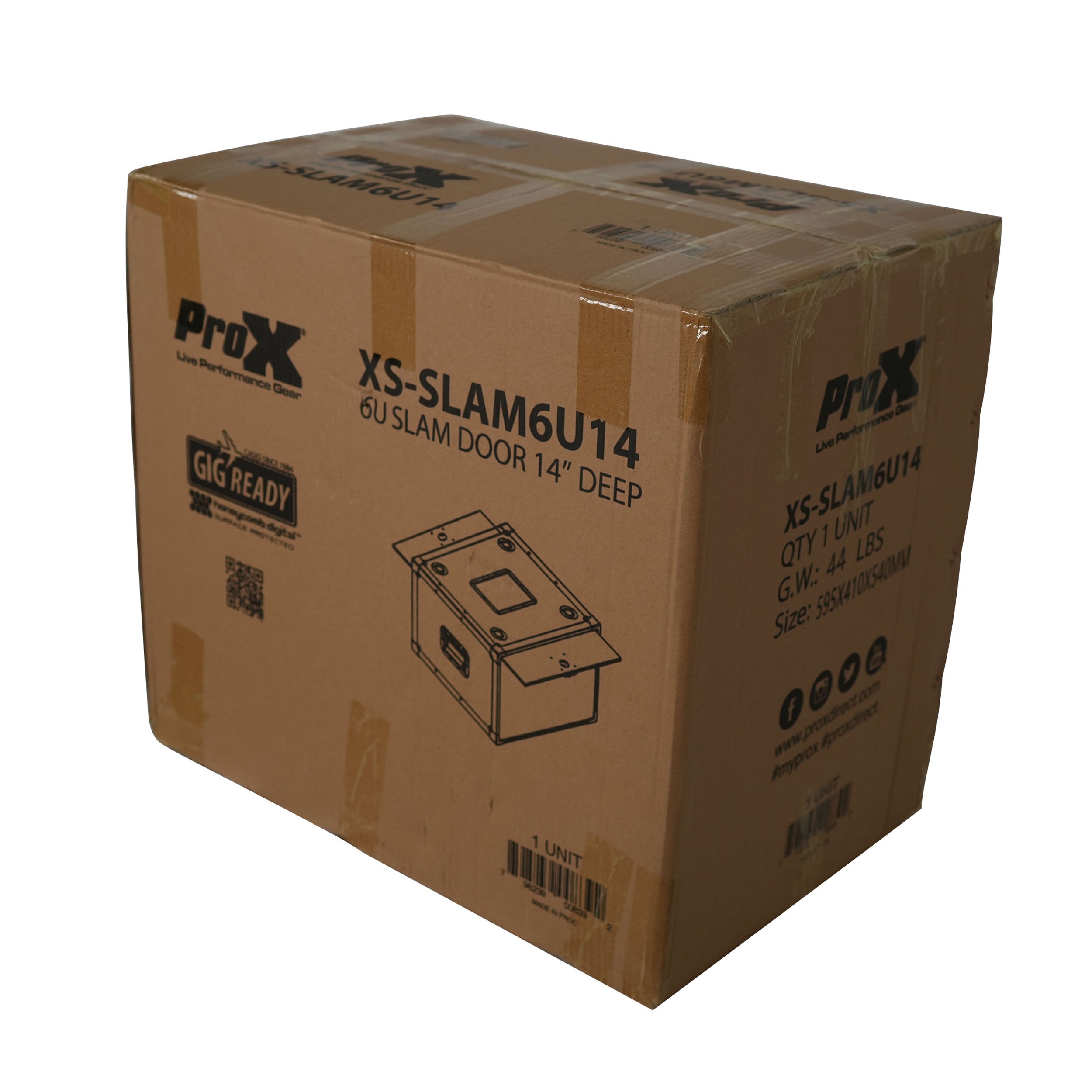 ProX 6U Vertical Shockmount Rack Case 14" Depth with Dual Top Sliding Slam Doors