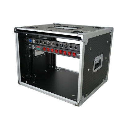 ProX 8U Vertical Shockmount Rack Case 14" Depth with Dual Top Sliding Slam Doors
