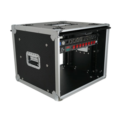 ProX 8U Vertical Shockmount Rack Case 14" Depth with Dual Top Sliding Slam Doors