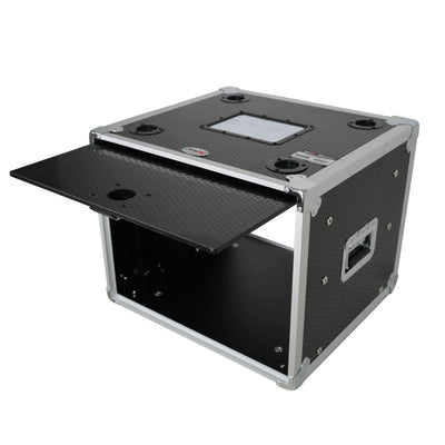 ProX 8U Vertical Shockmount Rack Case 14" Depth with Dual Top Sliding Slam Doors