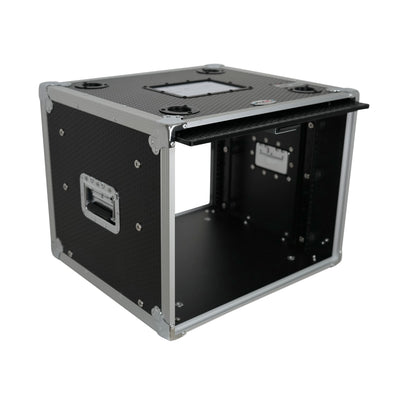 ProX 8U Vertical Shockmount Rack Case 14" Depth with Dual Top Sliding Slam Doors