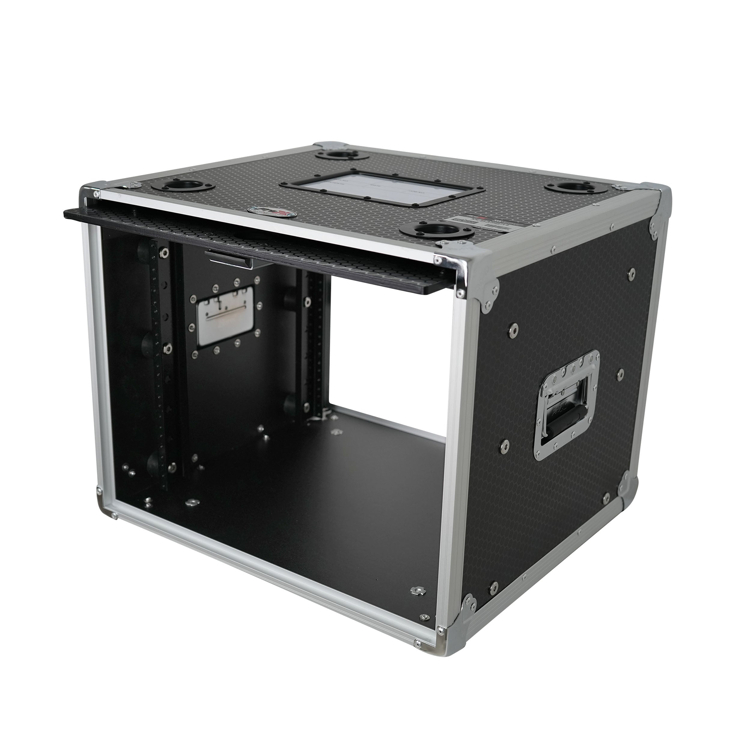 ProX 8U Vertical Shockmount Rack Case 14" Depth with Dual Top Sliding Slam Doors
