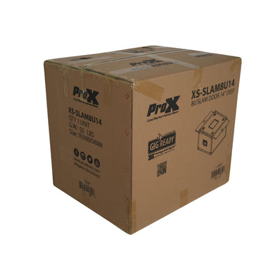 ProX 8U Vertical Shockmount Rack Case 14" Depth with Dual Top Sliding Slam Doors