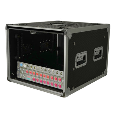 ProX 8U Vertical Shockmount Rack Case 20" Depth with Dual Top Sliding Slam Doors
