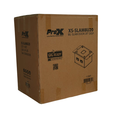 ProX 8U Vertical Shockmount Rack Case 20" Depth with Dual Top Sliding Slam Doors