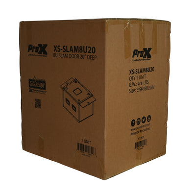 ProX 8U Vertical Shockmount Rack Case 20" Depth with Dual Top Sliding Slam Doors