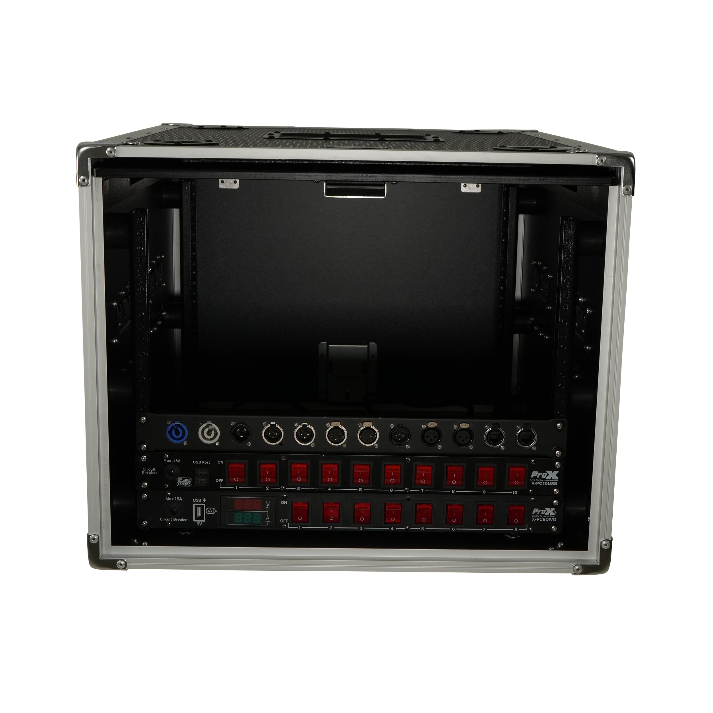ProX 8U Vertical Shockmount Rack Case 20" Depth with Dual Top Sliding Slam Doors