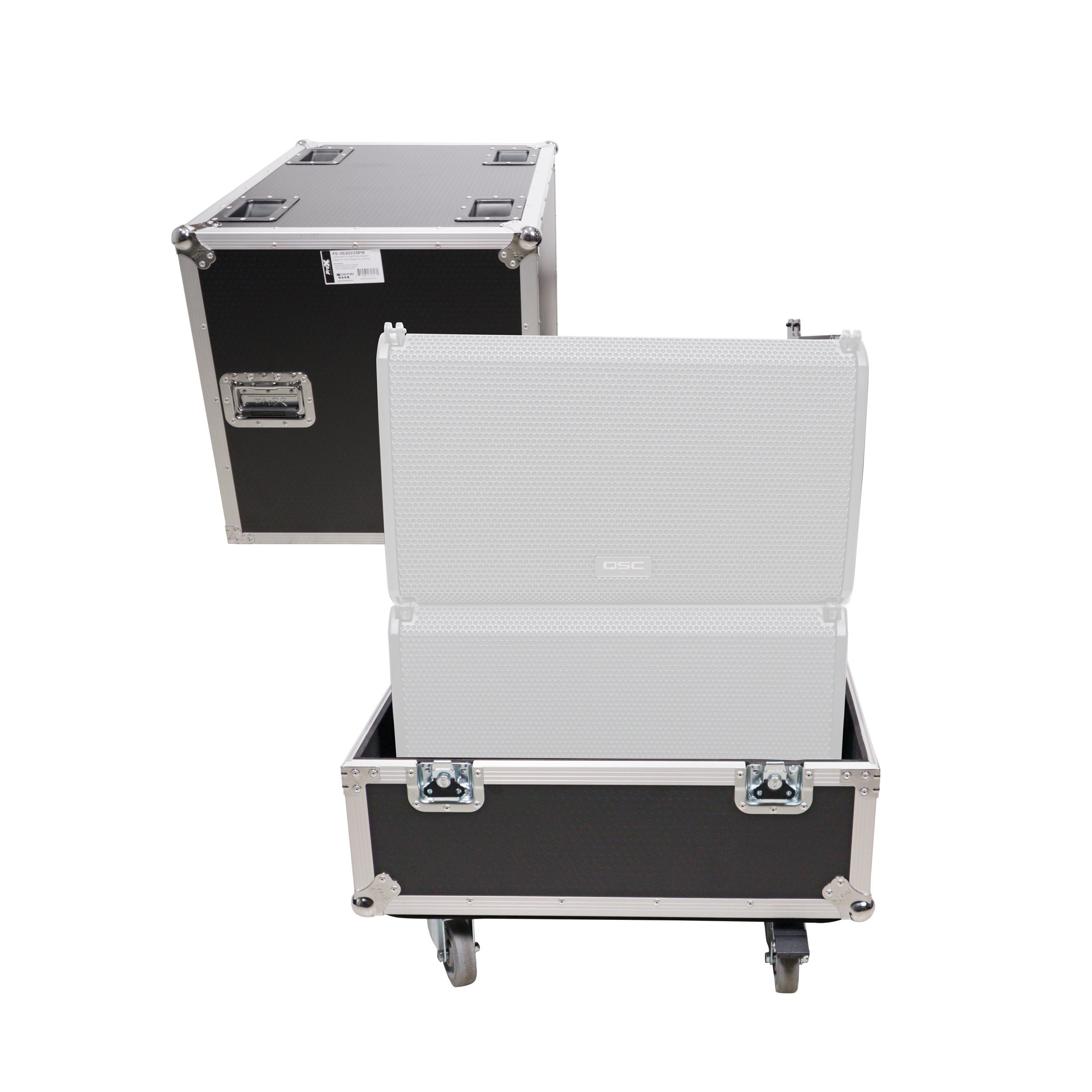 ProX Universal ATA Speaker Flight Case for 2xQSC KLA12 LA112 FBT HORIZON VHA 112SA, Mackie DRM12A and similar sizes 30x26x22 in