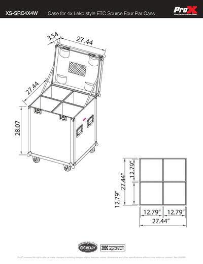ProX ATA Utility Road Case for (4) ETC Source Four Par Cans Ellipsoidal Lighting Fixtures